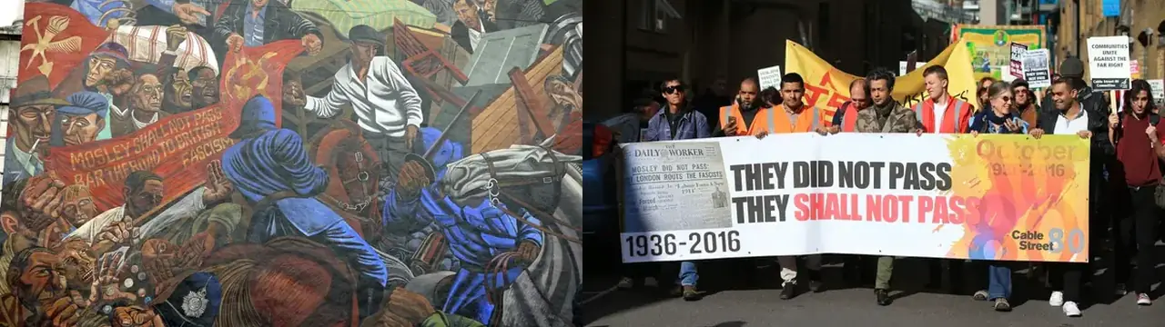90 ára afmælis orrustunnar við Cable Street minnst meðan öfga-hægrinu vex ásmegin