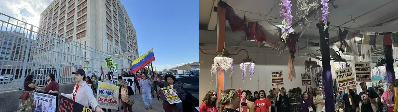 Mótmælendur krefjast frelsis fyrir Maduro og Flores