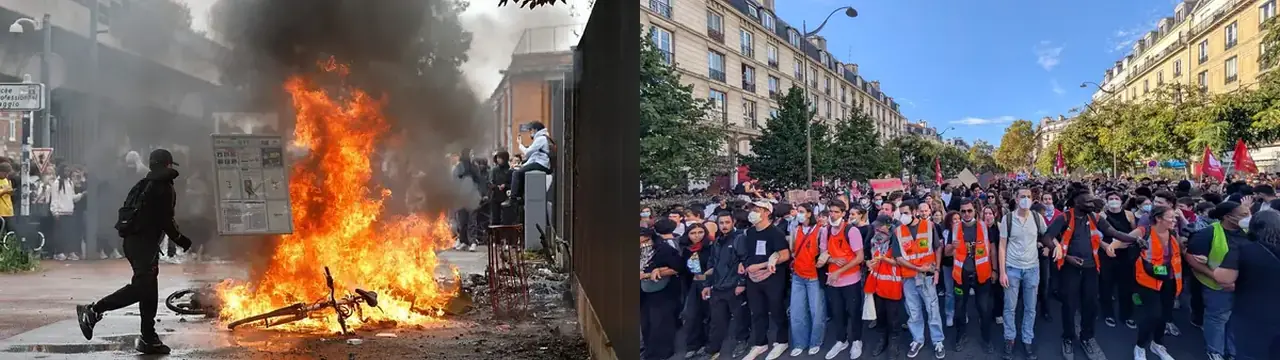 Franskir framhaldsskólanemar mótmæla stöðu skólamála