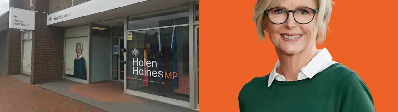 Helen Haines missti báða fótleggi eftir árás við skrifstofu sína